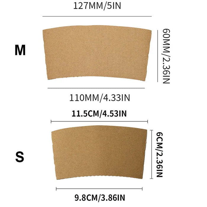 50 Piece Non Slip Kraft Coffee Cup Sleeves For 8 16Oz Hot / Cold Drinks