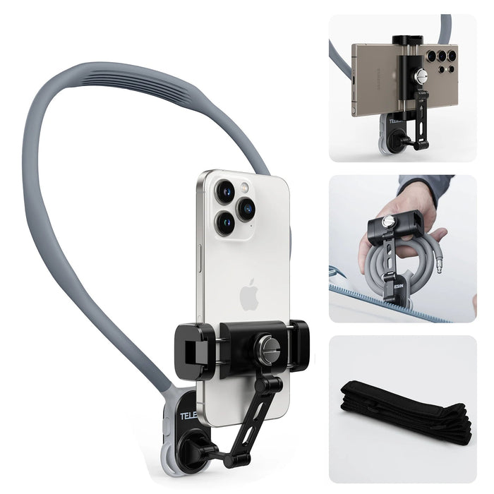 360 Degree Rotation Neck Mount Phone Clip For Iphone Samsung Huawei Xiaomi Fits Most Phones