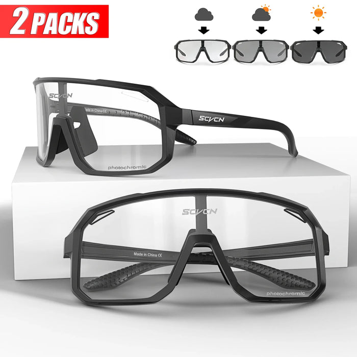 2 Pack Photochromic Cycling Sunglasses For Mountain Biking