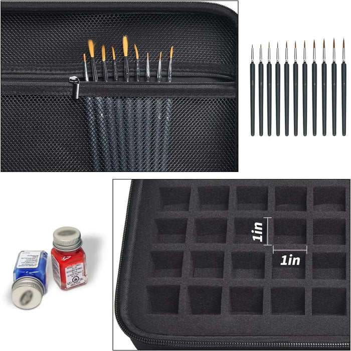 Testors Paint Set Storage Case 60 Bottle Capacity 9 Brushes