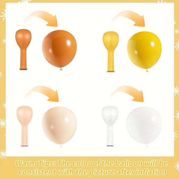 136Pcs Retro Nude Orange Yellow Balloon Set Sunshine Theme Birthday Brilliant Party Anniversary Party Wedding Decoration