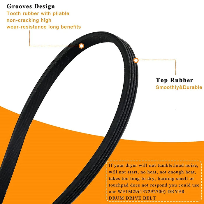 We12M29 We03X29897 We12X21574 Dryer Drum Drive Belt Replace We12M22 We120122 Ap4565702 Ps3408299 134163500 89-1 / 2 Inches Length