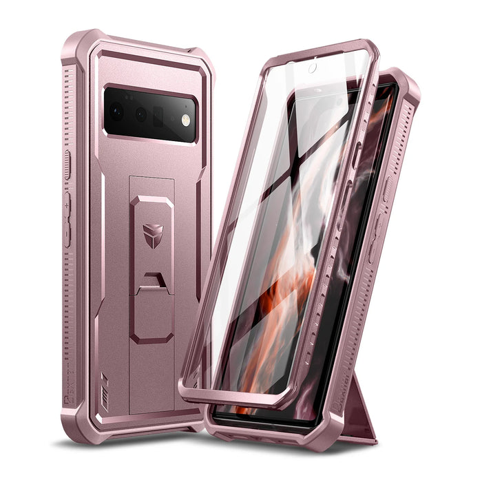For Google Pixel 6 Pro 5G Heavy Duty Military Grade Protective Shockproof Case With Bracket With Built-In Screen Protector