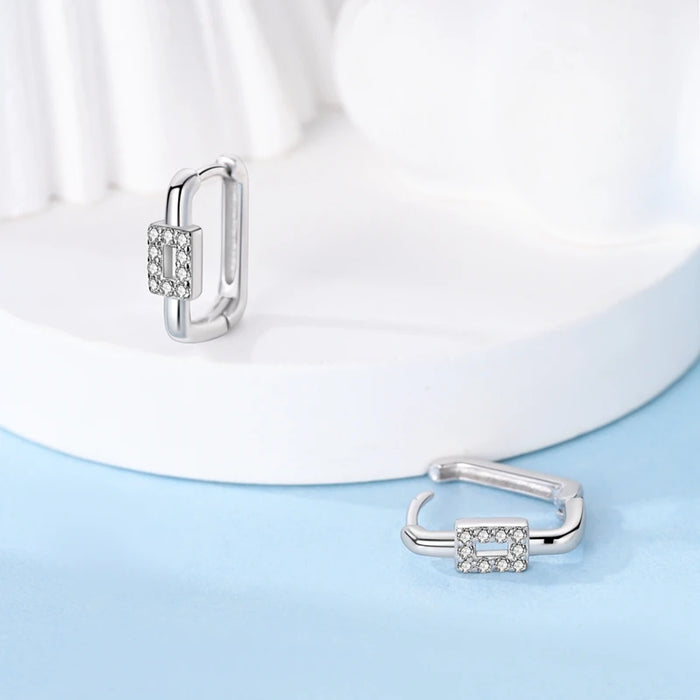 925 Sterling Silver Square Hoop Earrings For Women Simple & Elegant