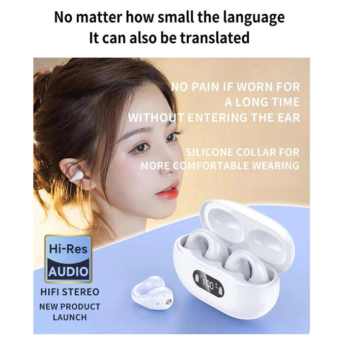 Q7 Smart Ai Translator Earbuds 144 Languages Real-Time Two-Way Earbuds Translation Earphones Bluetooth 5.4 Earbuds Ear Clip