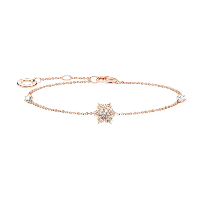 925 Sterling Silver Rose Gold Snowflake Bracelet Elegant Jewelry For Women