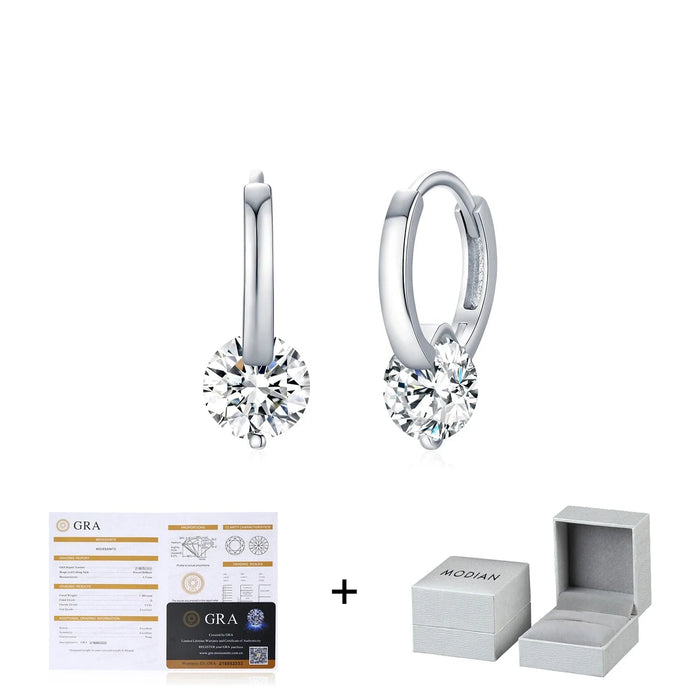 925 Sterling Silver 1.0Ct D Colour Moissanite Hoop Earrings In For Women