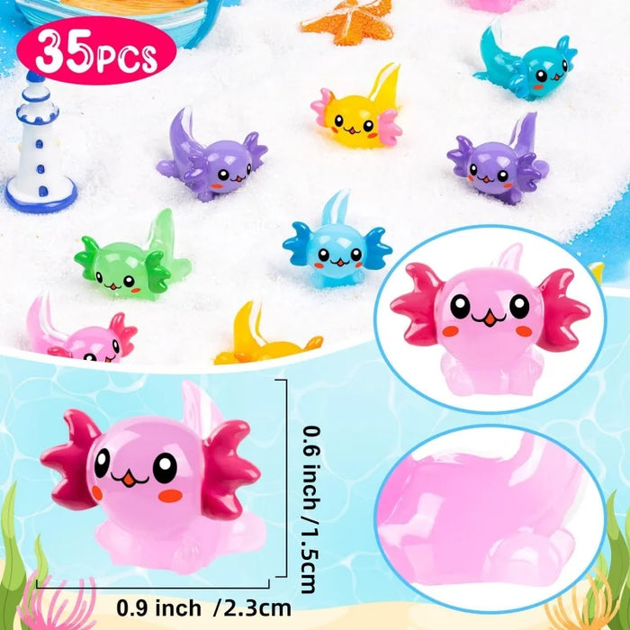 35 Mini Resin Axolotl Figurines For Diy Craft And Decor