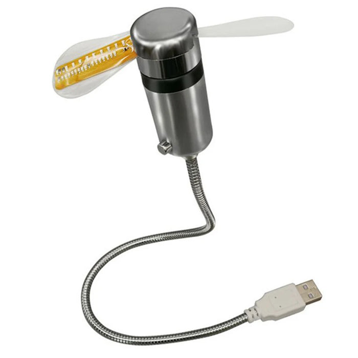 Hand Mini Usb Fan Ture Time And Temperature Display Small Night Light Metal Cooling Flashing Fan For Pc Laptop Desktop Cooler
