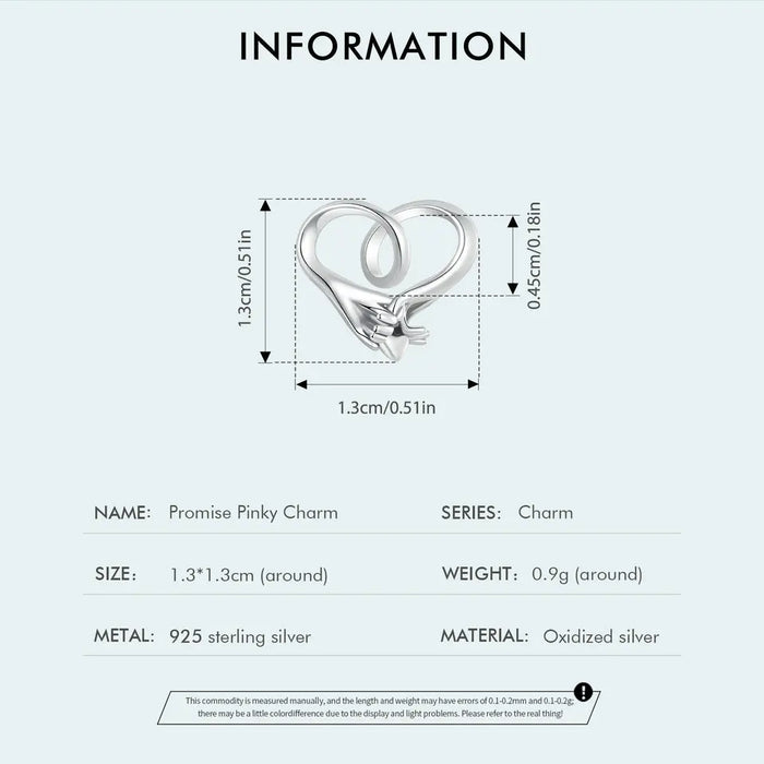 925 Sterling Silver Pinky Swear Charm Beads