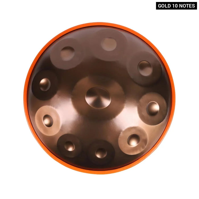 432Hz 10 9 Notes 22 Inch Golden Steel Tongue Handpan Drum For Yoga Meditation