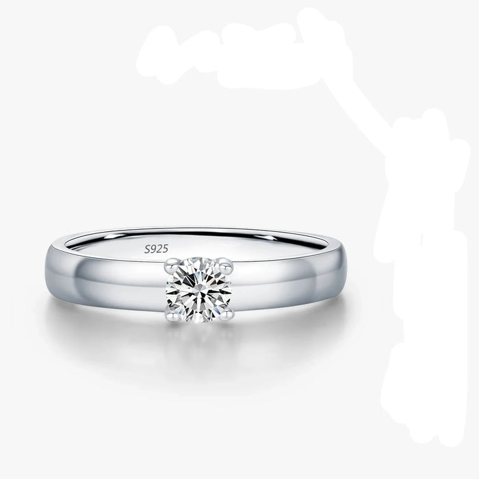 925 Sterling Silver Round Moissanite Ring For Womenwedding Jewelry