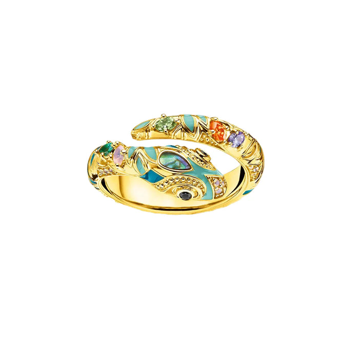 925 Sterling Silver Golden Snake Ring European Fashion Jewelry For Women