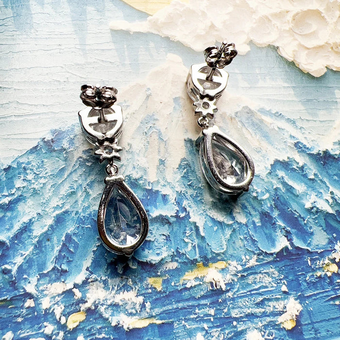 925 Sterling Silver Romantic Water Drop Stud Earrings