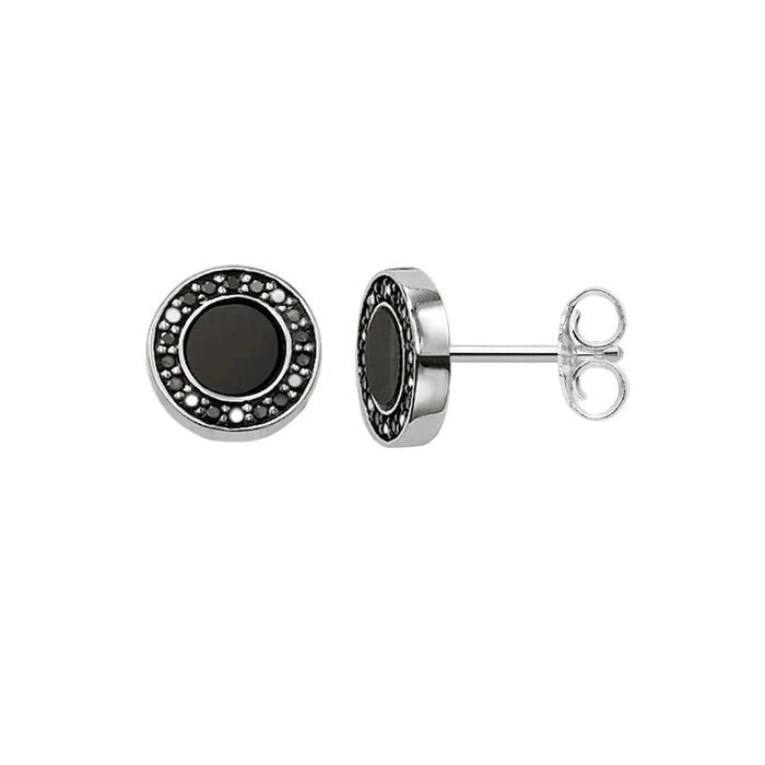 925 Sterling Silver Small Round Black Stud Earrings