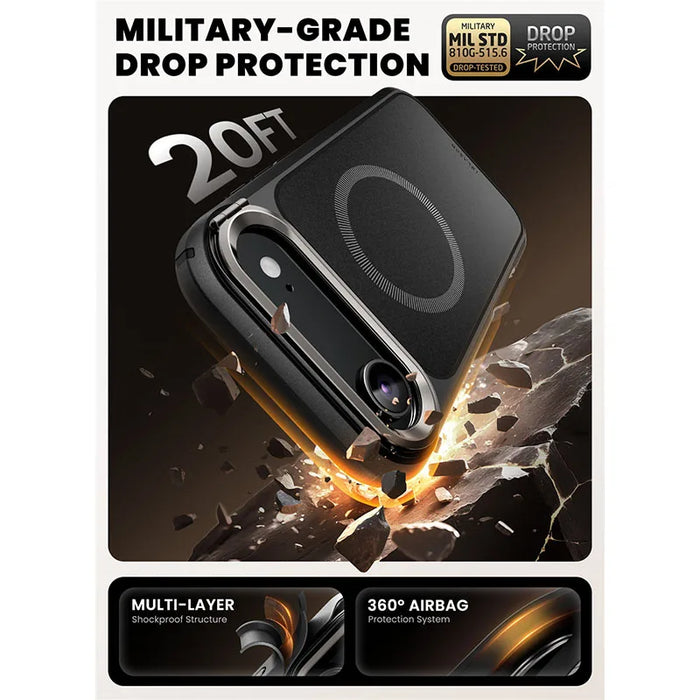 For Iphone 17 Air 6.7 Inch 2025 Flip Full-Body Heavy Duty Magnetic Phone Case With Tempered Glass Screen Protector