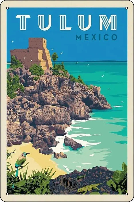 Vintage Tulum Poster Metal Wall Art