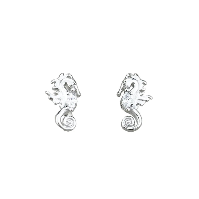 925 Sterling Silver Seahorse Ear Studs Romantic Gift