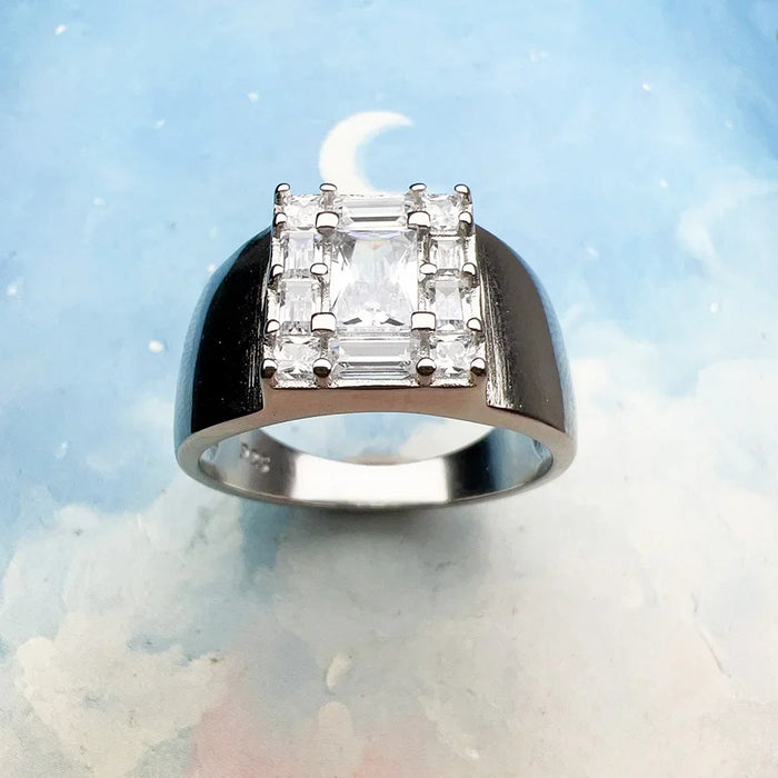 925 Sterling Silver Princess Cut Cocktail Ring For Women