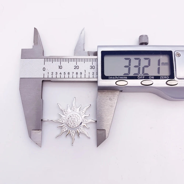 925 Sterling Silver Boho Sun Pendant With White Stone Pave European Style Fine Jewelry Gift For Women & Men