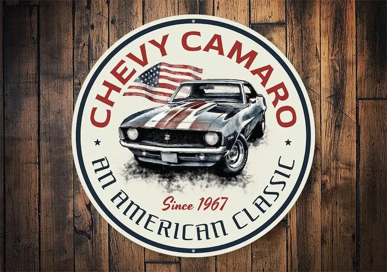 American Classic Camaro Metal Sign Vintage Garage