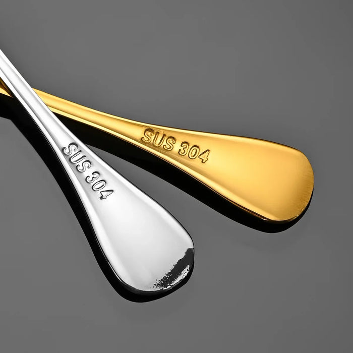 6 Piece Gold Mini Spoon Set For Coffee Dessert And Tea