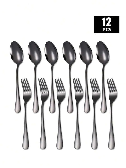 2 / 8 / 12 / 24 Piece Stainless Steel Fork & Spoon Set For Home Restaurant Wedding Party Kitchen