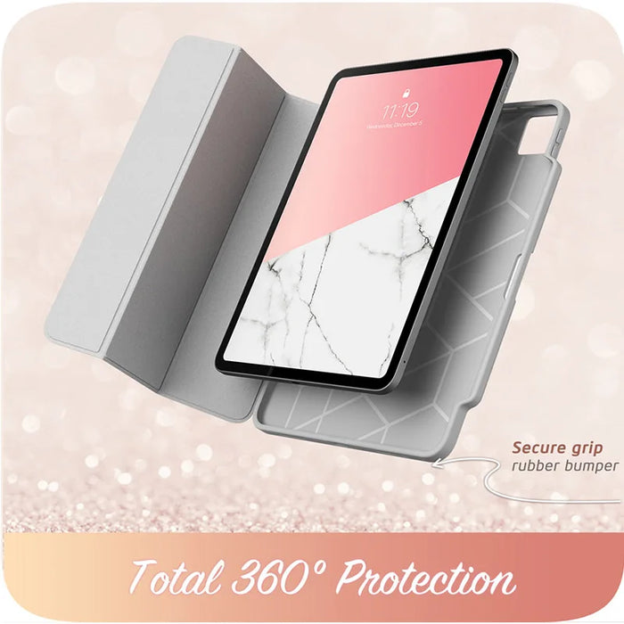 For Ipad Pro 11 2024 Release Cosmo Full-Body Trifold Stand Marble Flip Case With Auto Sleep