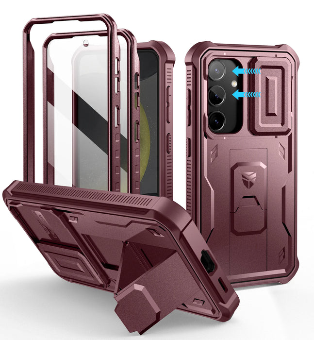 For Samsung Galaxy S24 6.2 Inch Full Body Rugged Case Built-In Screen Protector Kickstand With Built-In Slide Camera Case