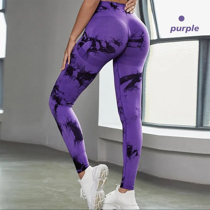 High Waist Tie Dye Yoga Leggings with Scrunch Butt Lift