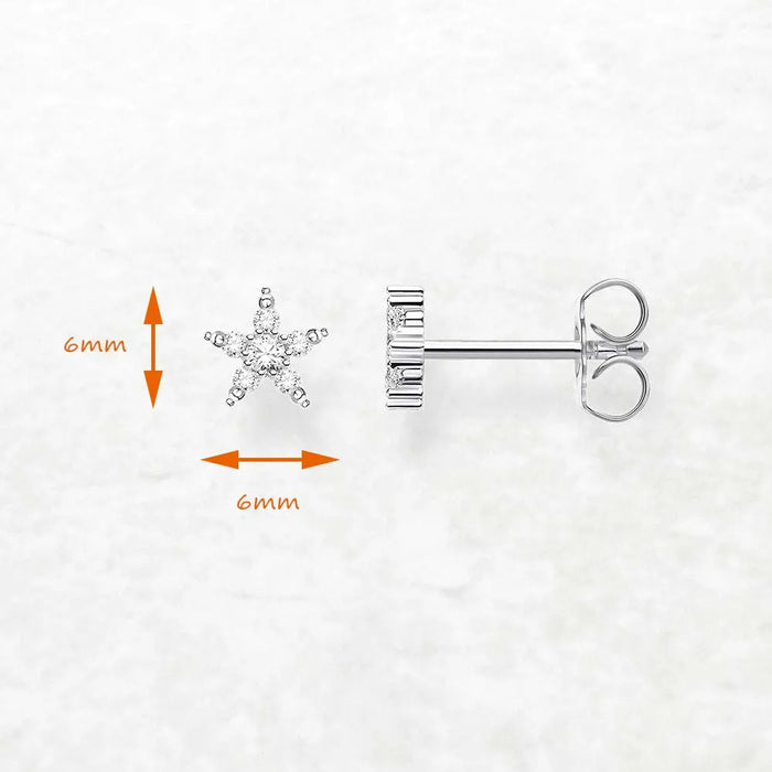 925 Sterling Silver Star Stud Earrings Chic Gift For Women