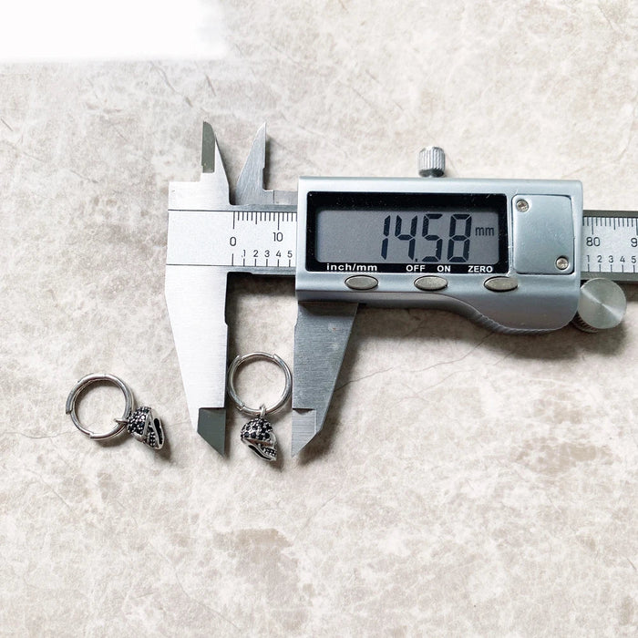 925 Sterling Silver Black Cz Skull Hoop Earrings Fine Jewelry For Women And Men