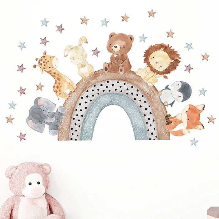 Colourful Animal Rainbow Wall Decals For Kids Room