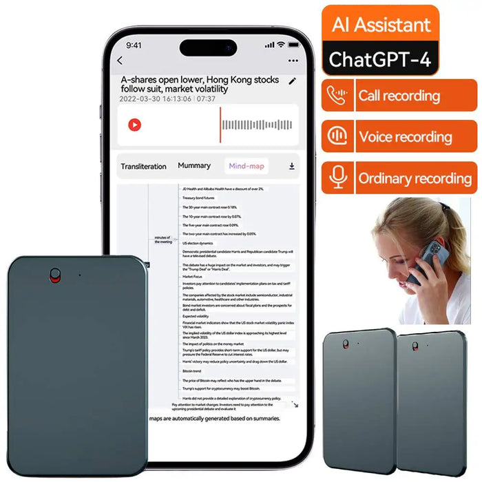 A3 Ai Chatgpt-4 Smart Voice Recorder Audio App Phone Call Record Transcribe Summarize Phone Call Voice Recorder For Lectures