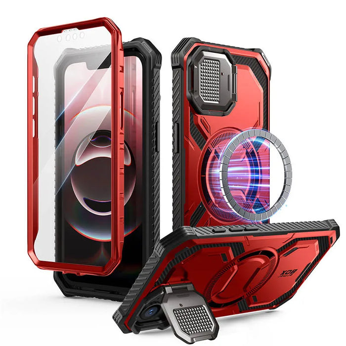 For Iphone 16E Armorbox Full-Body Heavy Duty Military-Grade Protection Rugged Magnetic Phone Case With Stand