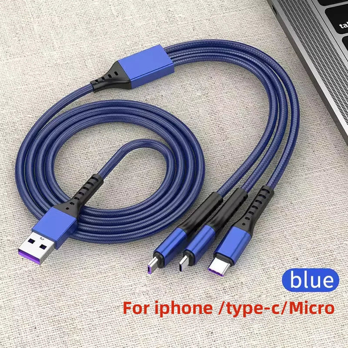 66W 3 In 1 Usb C Fast Charge Cable For Android & Iphone