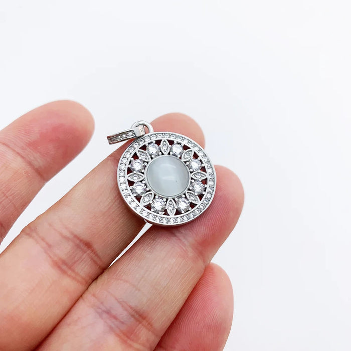 925 Sterling Silver Romantic White Stone Pendant Accessory For Women