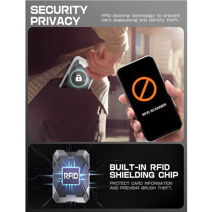 For Iphone 16 / 15 / 14 / 13 / 12 Magsafe Wallet With 6 Cards Holder Stand Metal Lock Case