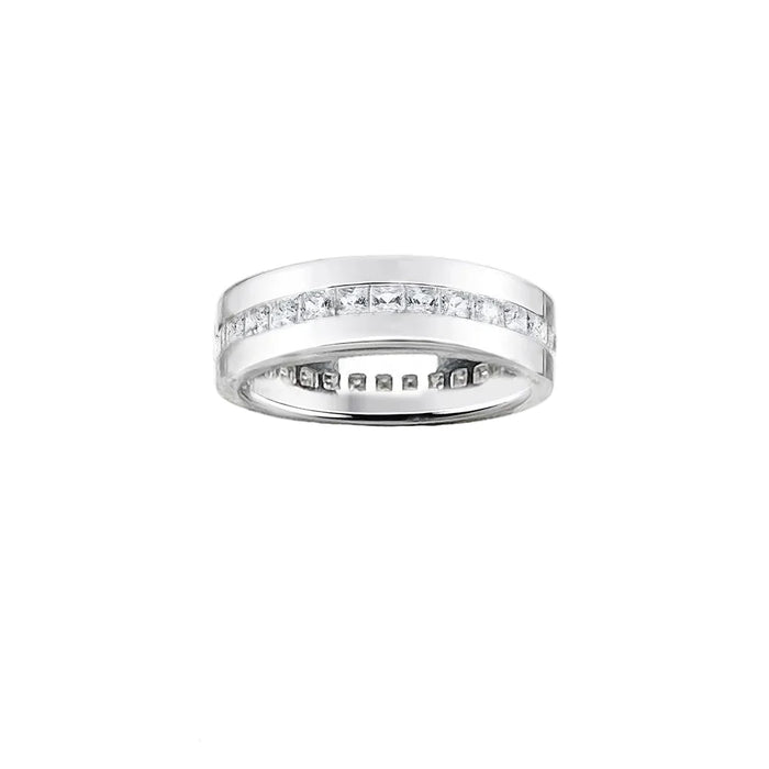 925 Sterling Silver Dazzling Zircon Band Ring Fine Jewelry For Women Elegant European Style