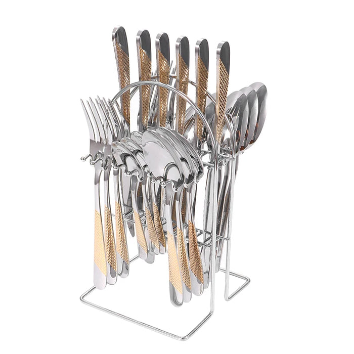 24 Piece Stainless Steel Tableware Set With Star Design