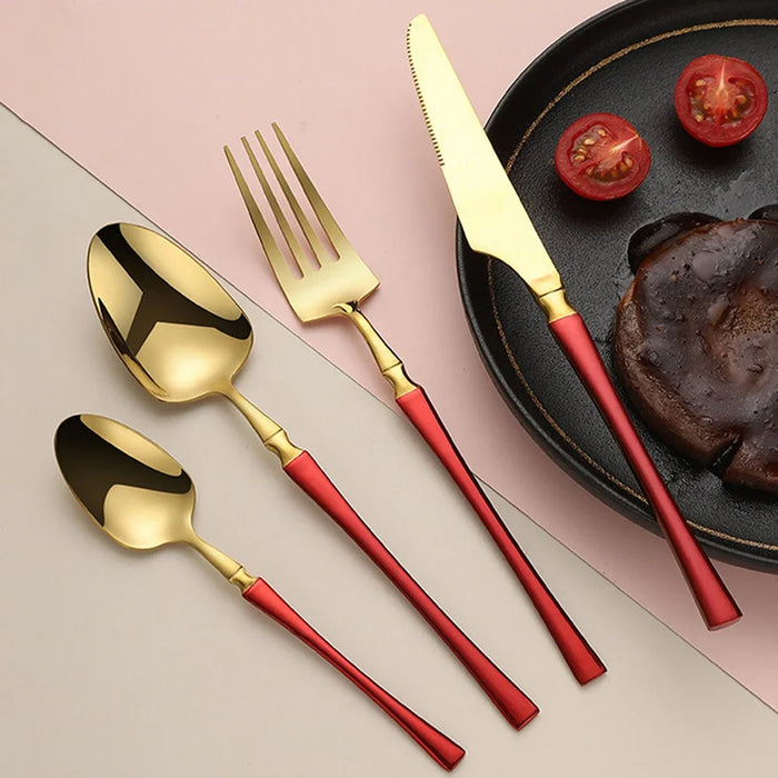 24 Piece Stainless Steel Cutlery Set For Christmas Dinner