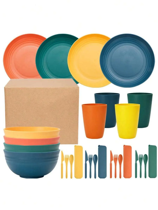 7 / 28 Piece Reusable Plastic Tableware Set For Home Parties