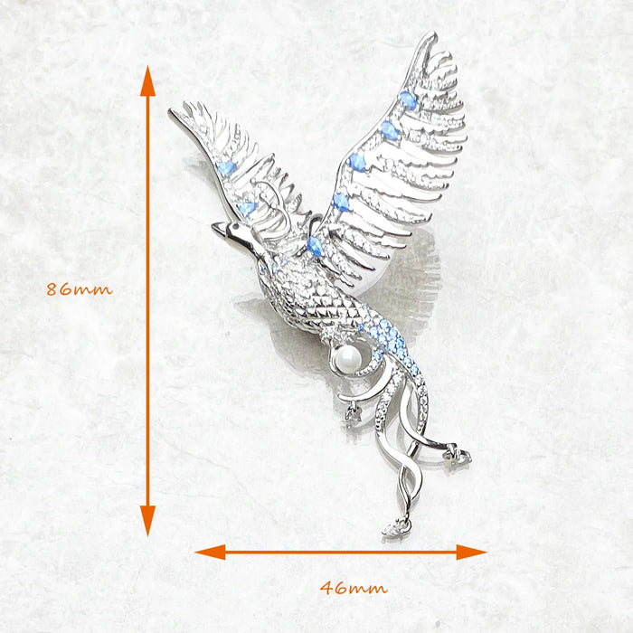 925 Sterling Silver Phoenix Blue Stone Pendant Romantic Gift For Her