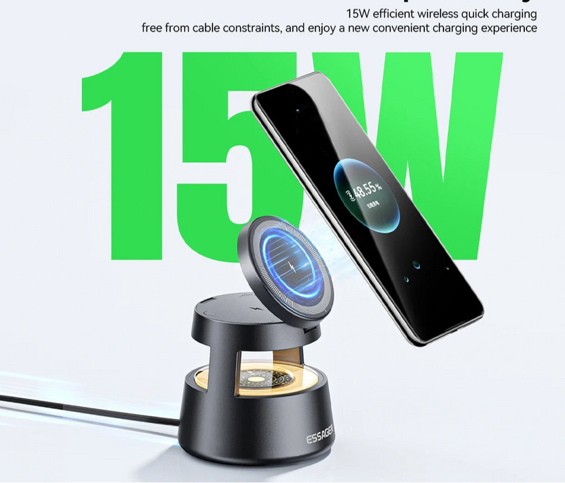 4 In 1 Magnetic Wireless Charger Stand For Iphone 16 15 14 13 12 Apple Watch 9 8 Airpods Pro 15W Fast Charging Station