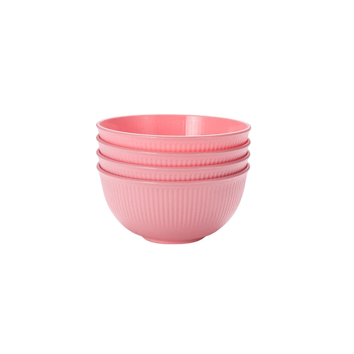 4 / 8 Piece Pink Vertical Grain Bowl Set Reusable & Drop Resistant For Camping
