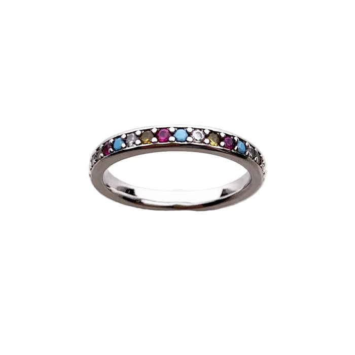 925 Sterling Silver Colourful Stone Ring Romantic Gift Fine Jewelry For Women Real Europe Elegance
