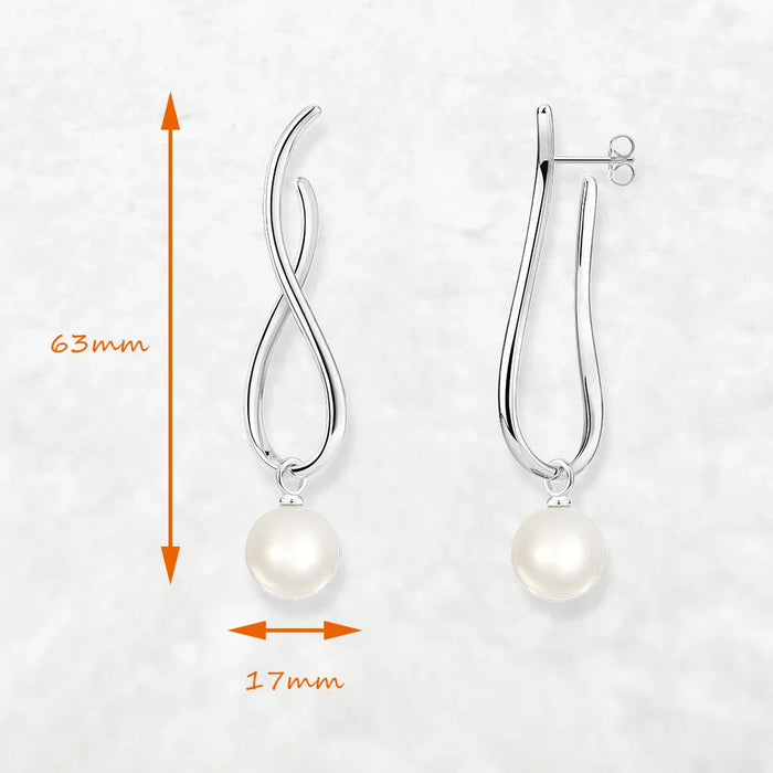 925 Sterling Silver Stylish Pearl Earrings Real Women Fine Jewelry