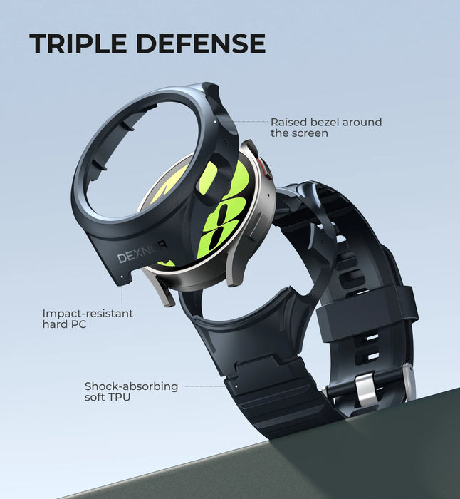 For Samsung Galaxy Watch 6 44Mm Adjustable Watch Band Rugged Grade Shockproof Uni-Body Design Case