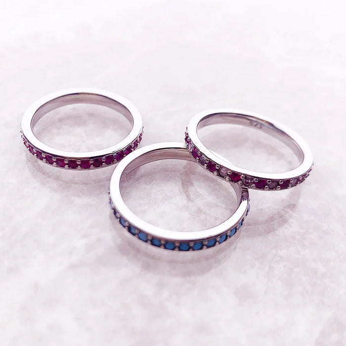 925 Sterling Silver Colourful Stone Ring Romantic Gift Fine Jewelry For Women Real Europe Elegance