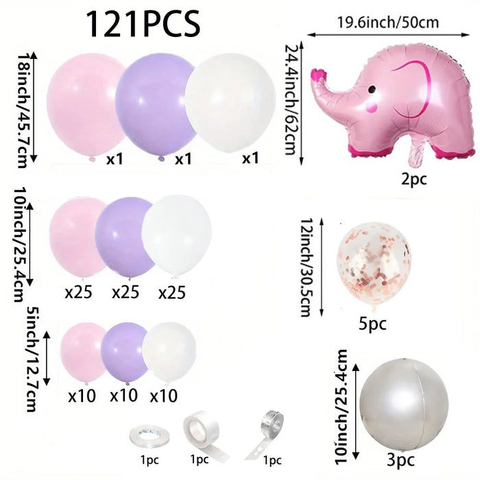 121 Pcs Pink Elephant Balloon Arch Kit For Birthday Parties Friend Gatherings Engagements Anniversaries And Event Decorations